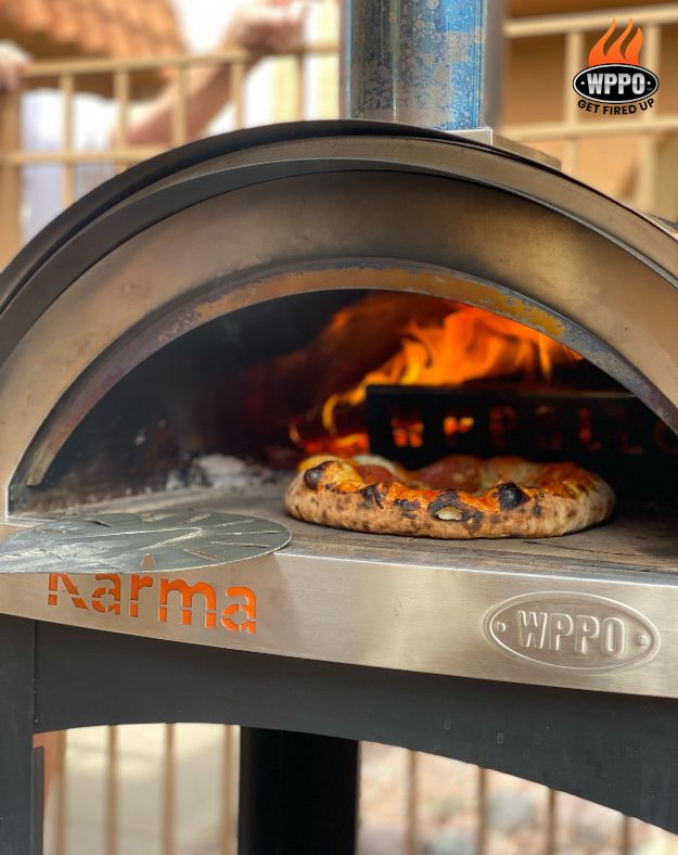 Karma 25-Inch Outdoor Wood-Fired Oven with Black Stand