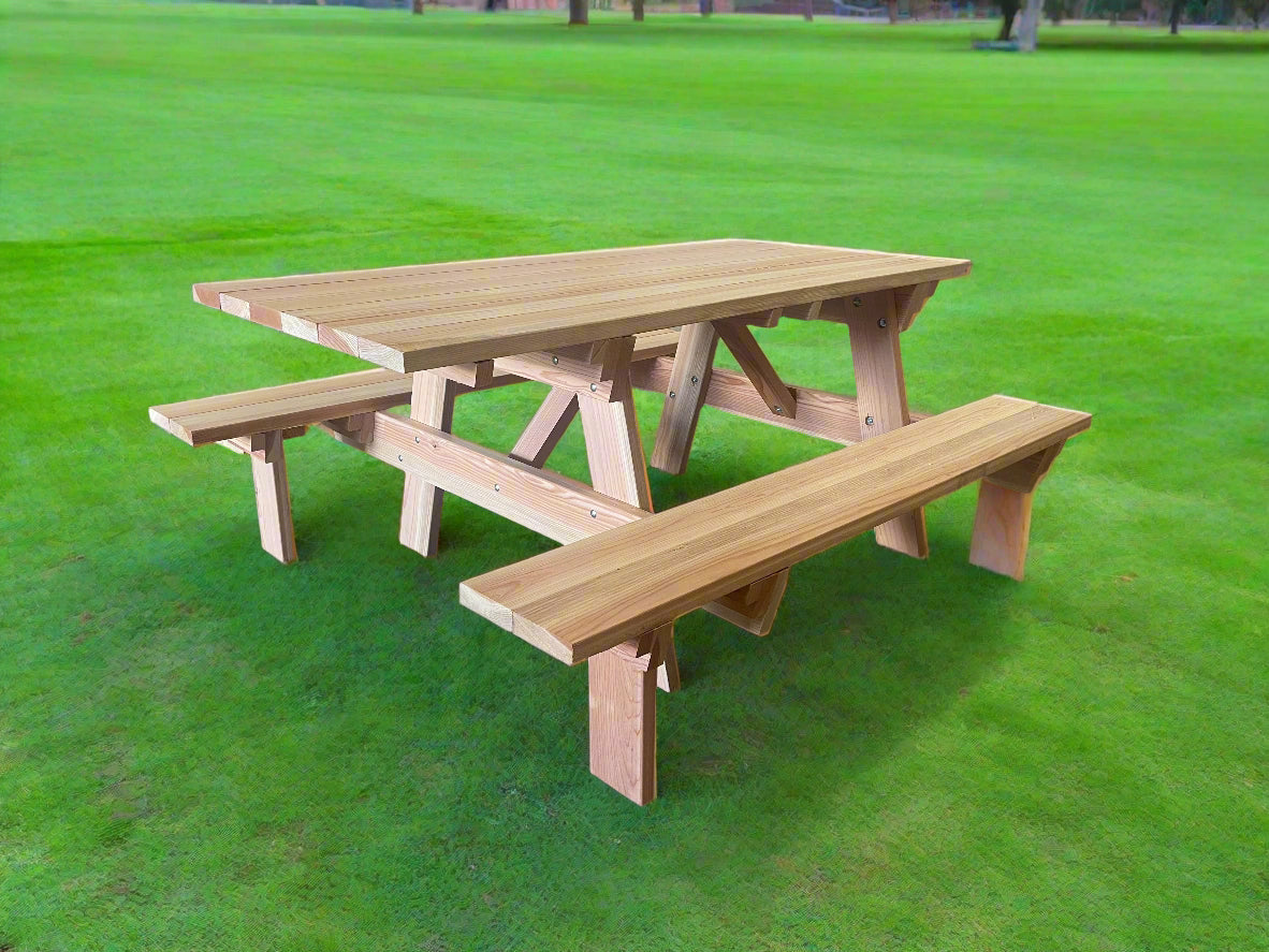 Solid Redwood or Douglas Fir Outdoor Picnic Table