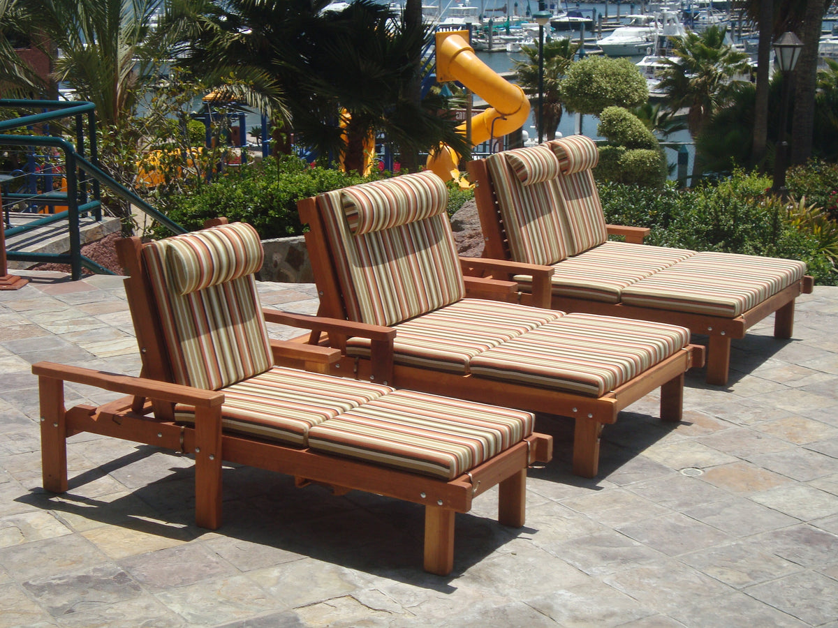 Commercial-Grade Redwood or Douglas Fir Outdoor Sun Chaise Lounge