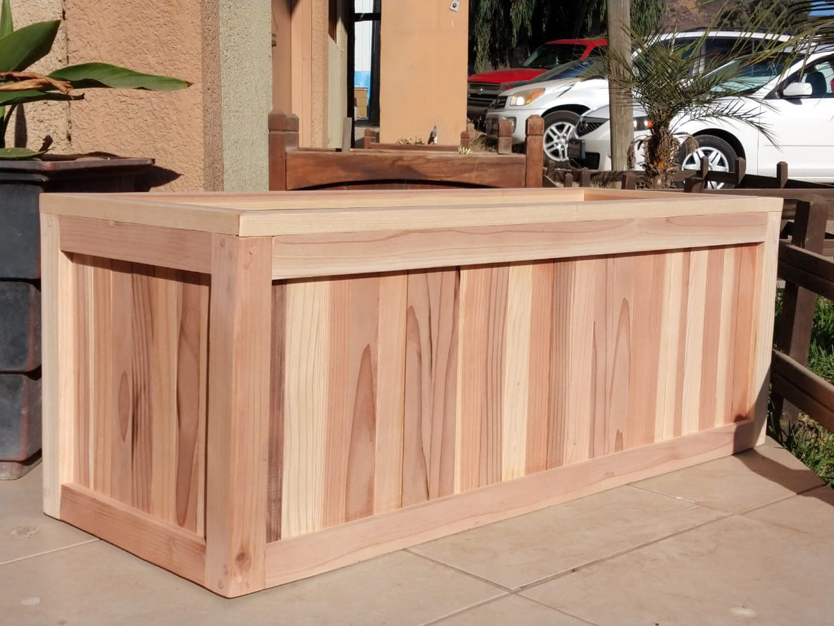 Solid Redwood or Douglas Fir Garden Planter Box with Drainage