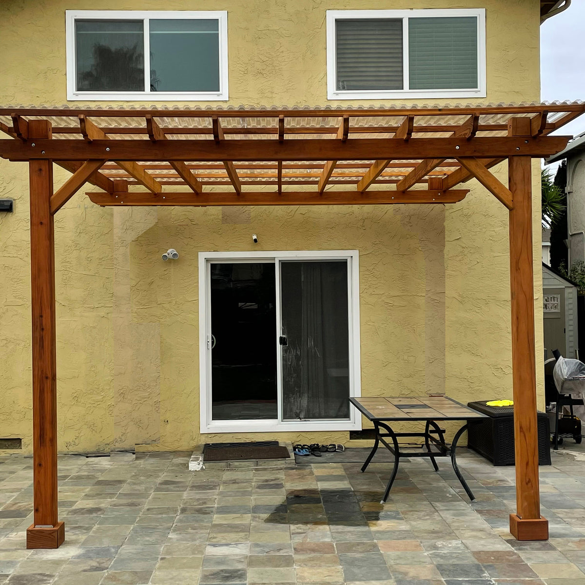 Solid Redwood or Douglas Fir Super Deck Attached Pergola