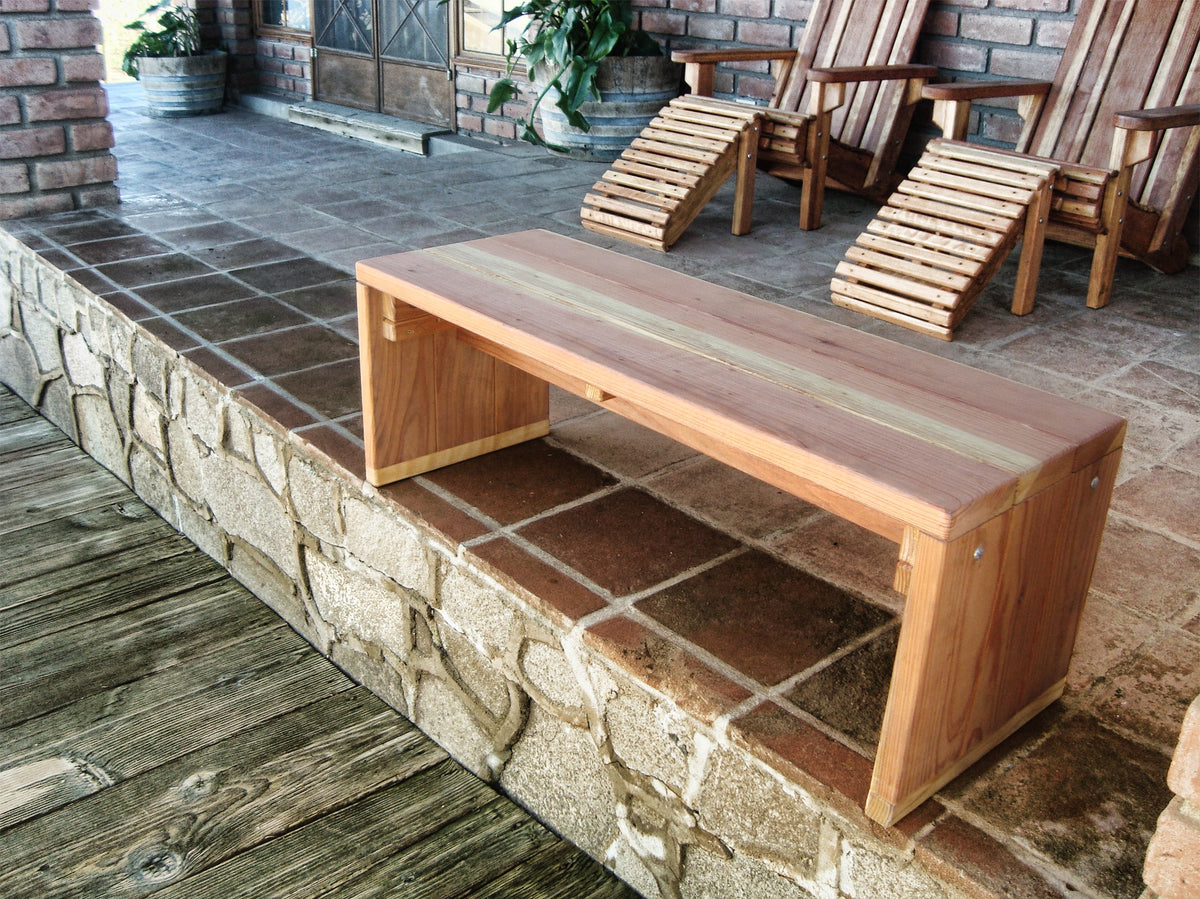 Solid Redwood or Douglas Fir Outdoor Bench
