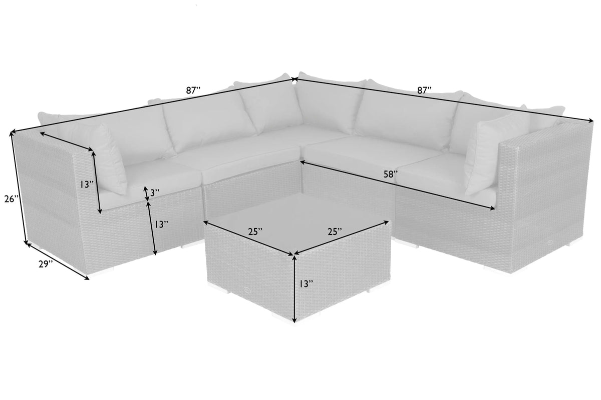 6 Piece Warm Gray Modular Outdoor Wicker Sofa Set