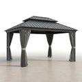 Hardtop Gazebo Built for Permanent Installation, 12x14 Aluminum Frame, Double-Layer Roof, Garden Pavilion