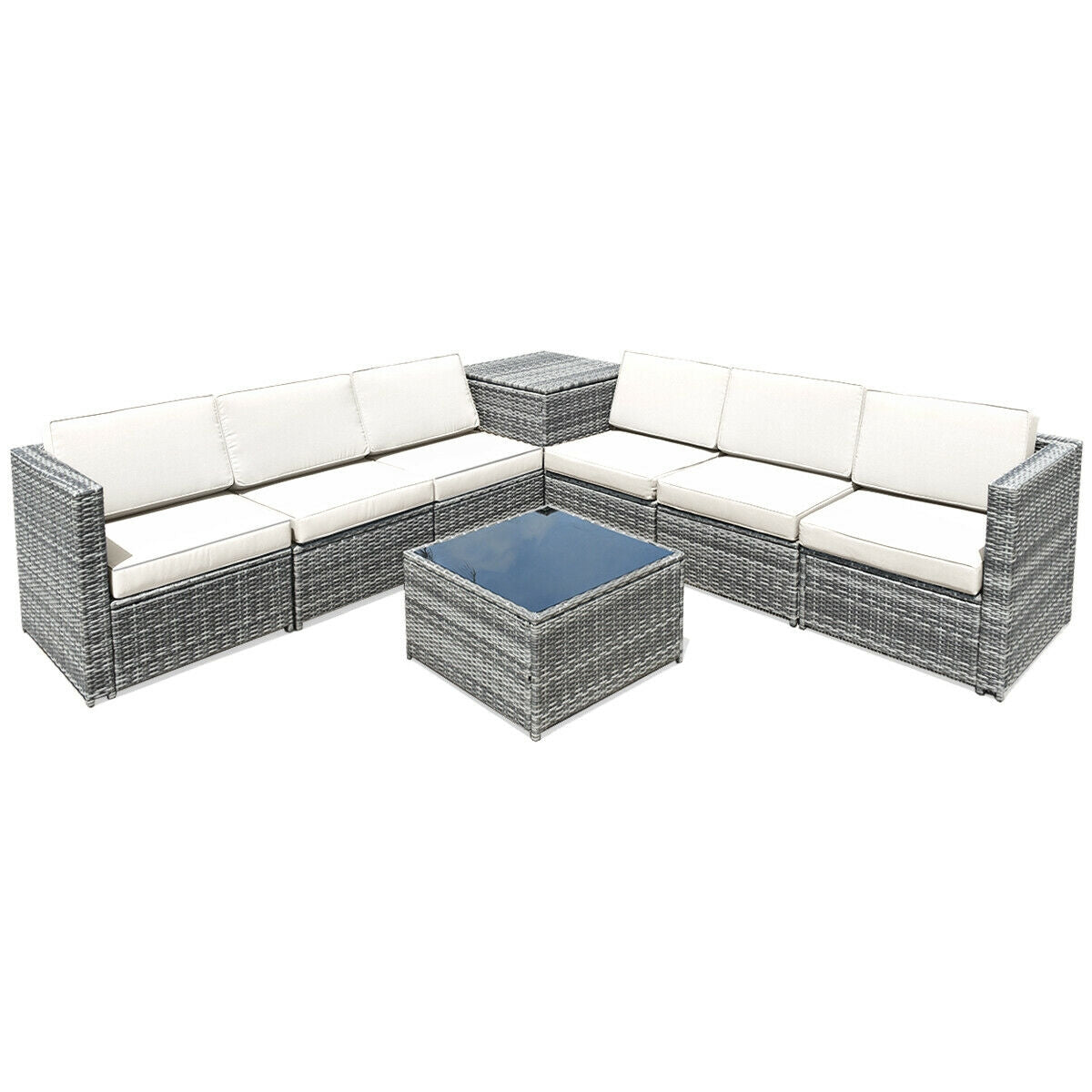 8-Piece Wicker Rattan Patio Sofa Set