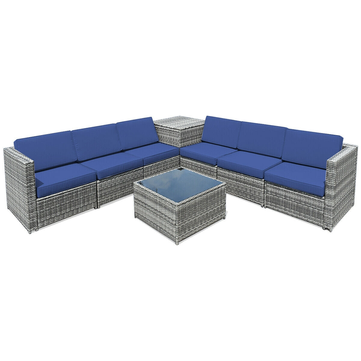 8-Piece Wicker Rattan Patio Sofa Set