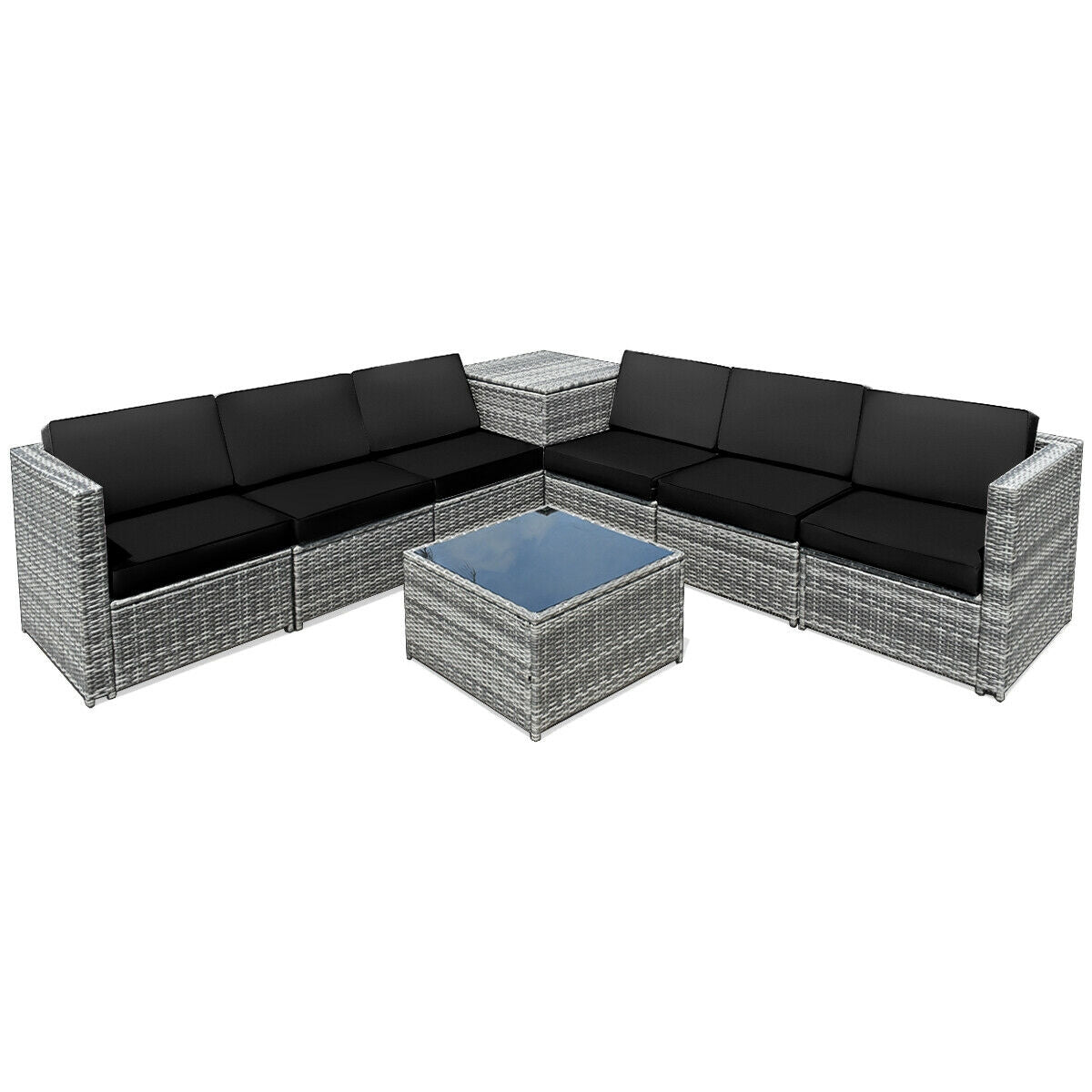8-Piece Wicker Rattan Patio Sofa Set