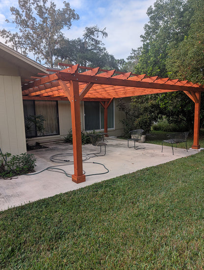 Solid Redwood or Douglas Fir Super Deck Attached Pergola