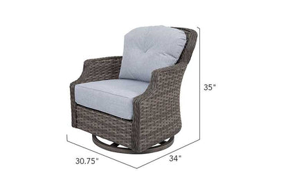 Tenaya 3-Piece Wicker Sofa Set with Swivel Rocking Chairs