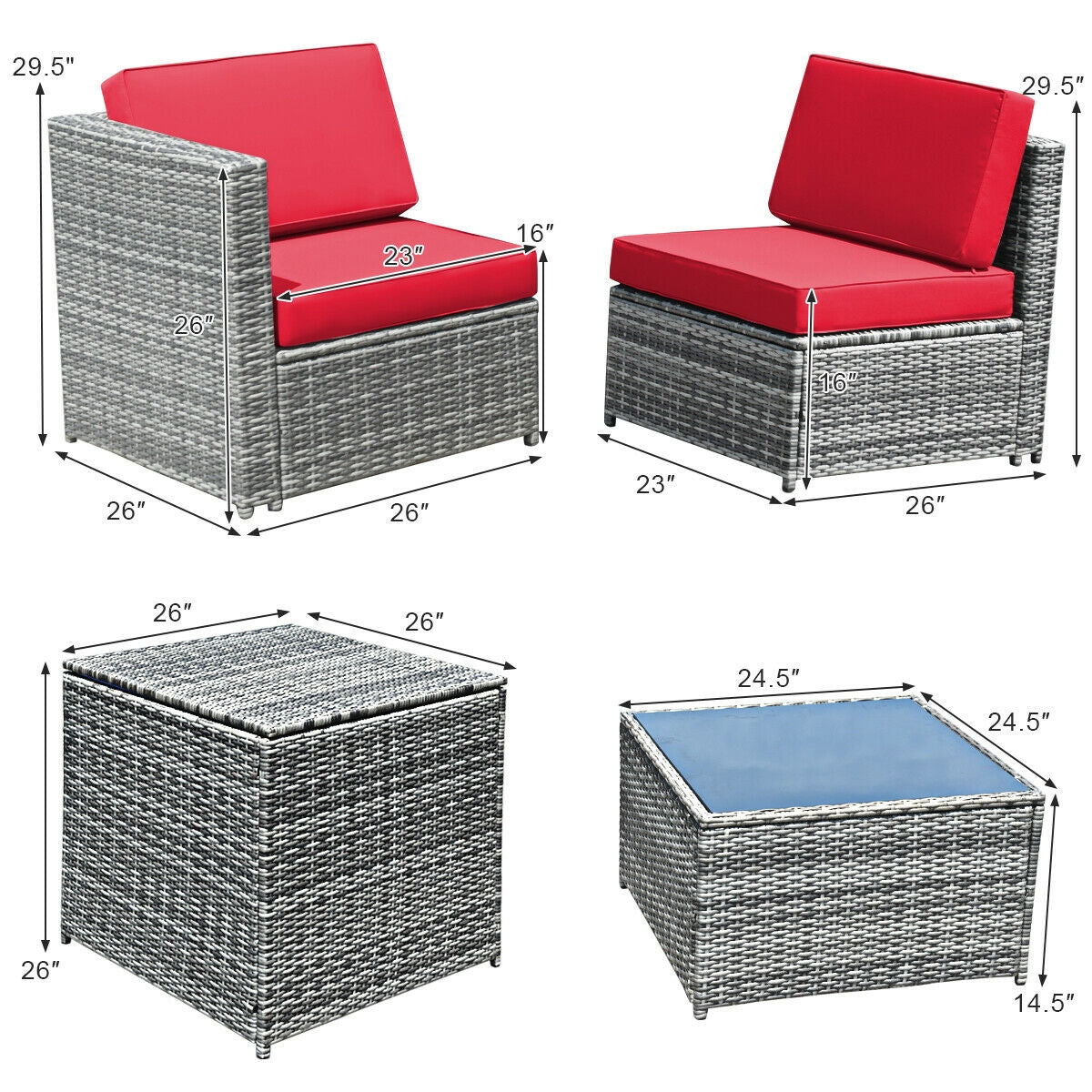 8-Piece Wicker Rattan Patio Sofa Set