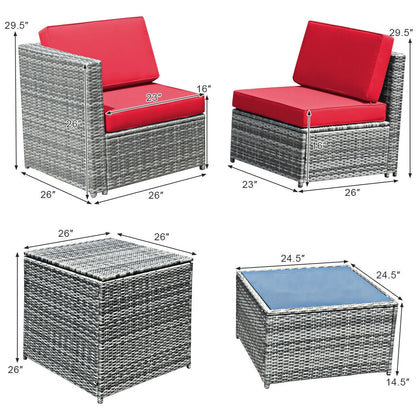 8-Piece Wicker Rattan Patio Sofa Set