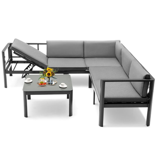 Adjustable Aluminum Outdoor Sofa and Coffee Table Set
