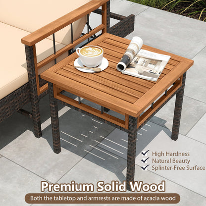 3 Pieces Patio Chaise Lounge Set for Poolside Backyard Porch