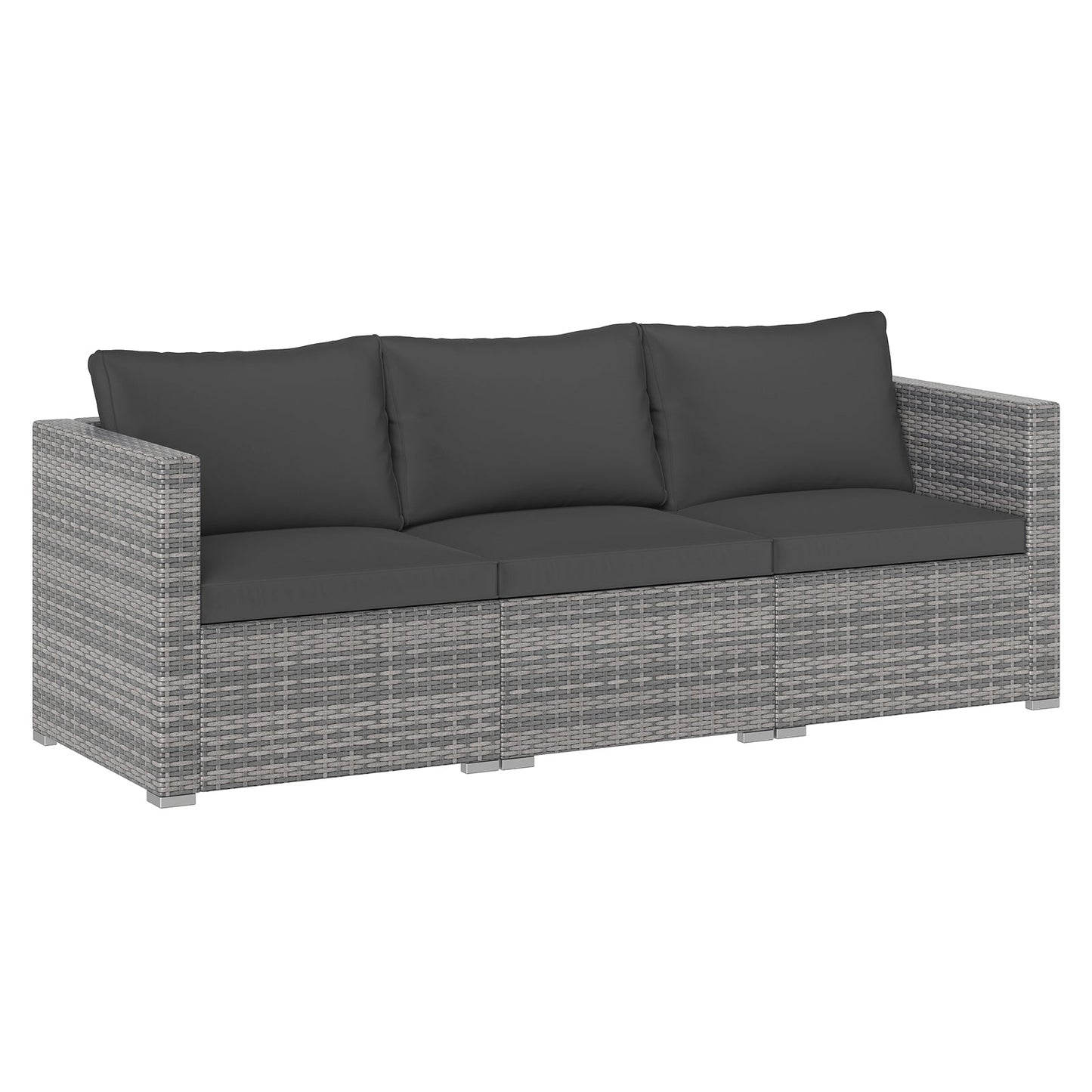 3 Pieces Patio Sectional Sofa Set PE Rattan Modular Couch Furniture Set with Soft Cushions