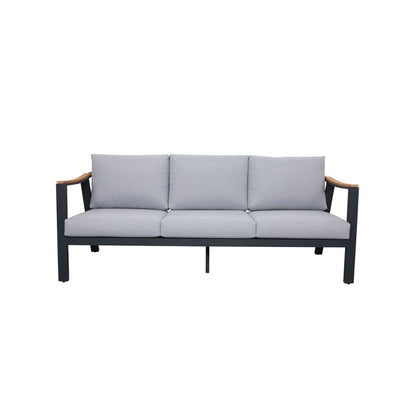 Nova 4-Piece Aluminum & Teak Sofa Set with Stationary Chairs