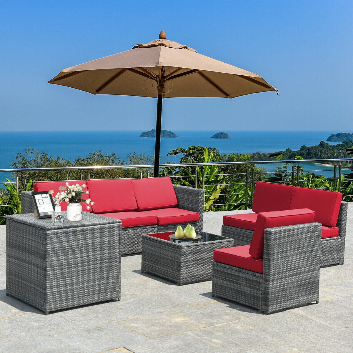 8-Piece Wicker Rattan Patio Sofa Set