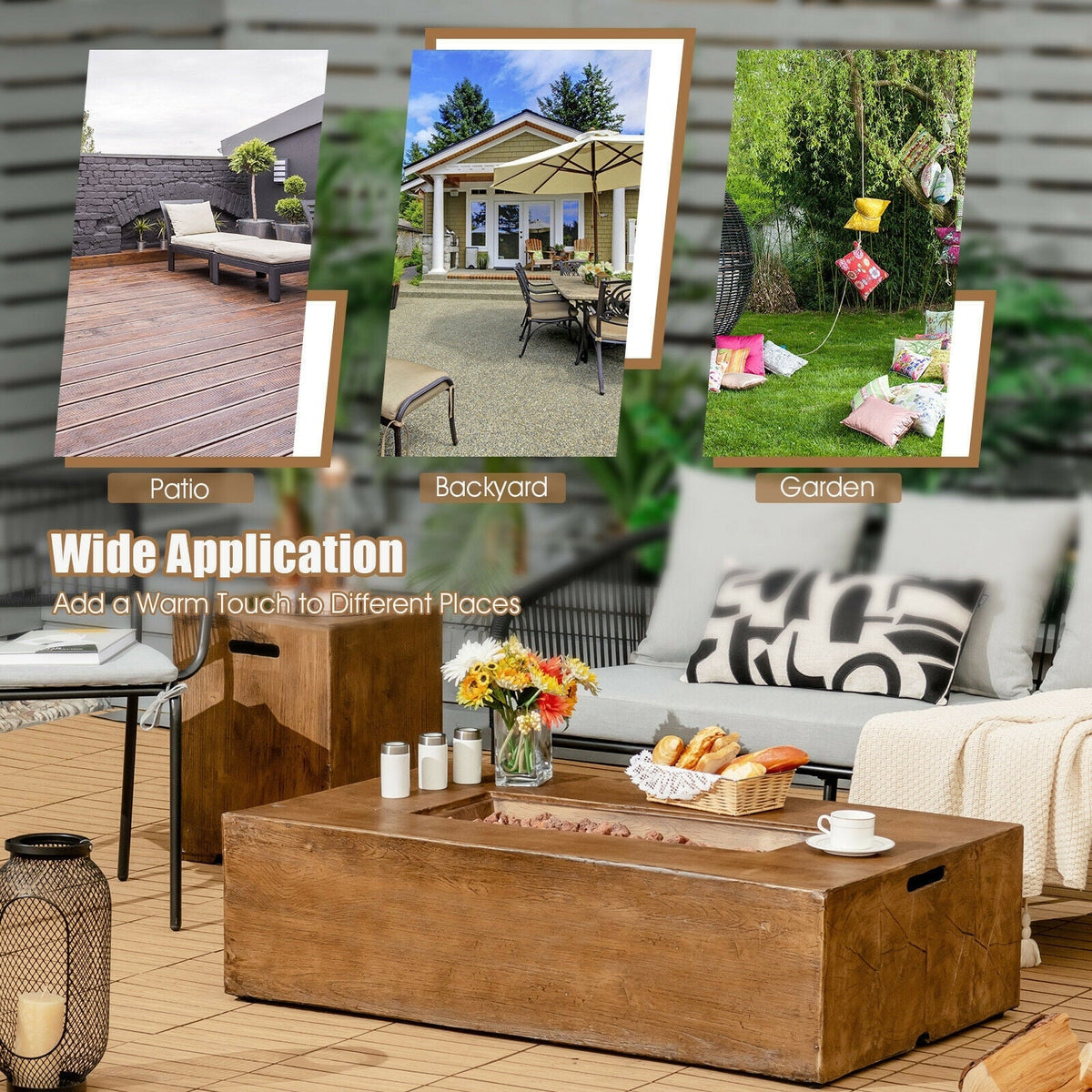 48 x 27 Inch Outdoor Propane Fire Pit Table