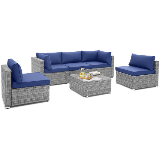 6 Piece Modular Outdoor Wicker Sofa Set