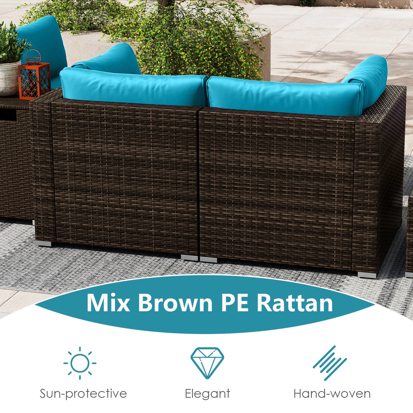 7 Pieces Outdoor Furniture Set with 32 Inch Fire Pit Table and Propane Tank Cover
