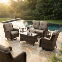 8 Pieces Patio Furniture Sets with Swivel Rocking Chairs,High-Back Rattan Patio Outdoor Conversation Set with 2-Seat Sofa & Coffee Table for Porch Deck Backyard Poolside — Studio Shot