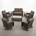 Patio Furniture Set Built for Outdoor Living, 8 Pieces, Swivel Rocking Chairs, Hand-Woven Rattan