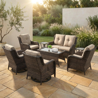 8 Pieces Patio Furniture Sets with Swivel Rocking Chairs,High-Back Rattan Patio Outdoor Conversation Set with 2-Seat Sofa & Coffee Table for Porch Deck Backyard Poolside — Studio Shot