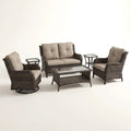 Patio Furniture Set Built for All-Weather Use, 8 Pieces, Swivel Rocking Chairs, Hand-Woven Wicker