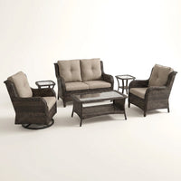 8 Pieces Patio Furniture Sets with Swivel Rocking Chairs,High-Back Rattan Patio Outdoor Conversation Set with 2-Seat Sofa & Coffee Table for Porch Deck Backyard Poolside — Studio Shot
