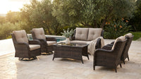8 Pieces Patio Furniture Sets with Swivel Rocking Chairs,High-Back Rattan Patio Outdoor Conversation Set with 2-Seat Sofa & Coffee Table for Porch Deck Backyard Poolside — Lifestyle