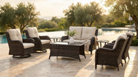 8 Pieces Patio Furniture Sets with Swivel Rocking Chairs,High-Back Rattan Patio Outdoor Conversation Set with 2-Seat Sofa & Coffee Table for Porch Deck Backyard Poolside — Lifestyle