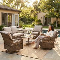 8 Pieces Patio Furniture Sets with Swivel Rocking Chairs,High-Back Rattan Patio Outdoor Conversation Set with 2-Seat Sofa & Coffee Table for Porch Deck Backyard Poolside — Lifestyle