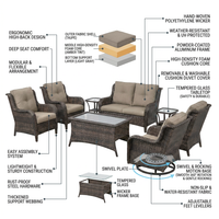 8 Pieces Patio Furniture Sets with Swivel Rocking Chairs,High-Back Rattan Patio Outdoor Conversation Set with 2-Seat Sofa & Coffee Table for Porch Deck Backyard Poolside — How It Works