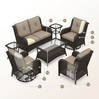 8 Pieces Patio Furniture Sets with Swivel Rocking Chairs,High-Back Rattan Patio Outdoor Conversation Set with 2-Seat Sofa & Coffee Table for Porch Deck Backyard Poolside — How It Works
