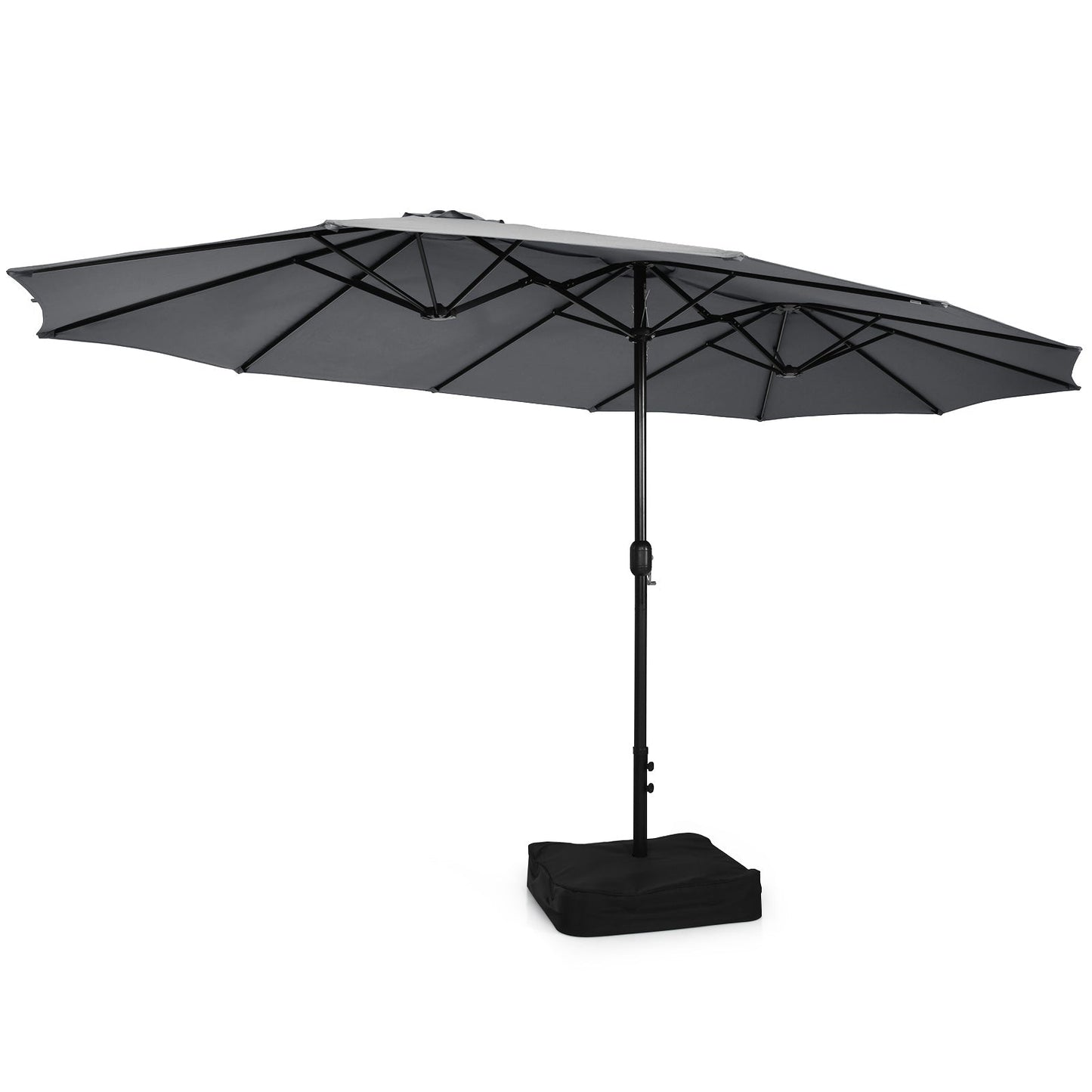 10 Piece Outdoor Dining Set with 15 Feet Double-Sided Twin Patio Umbrella
