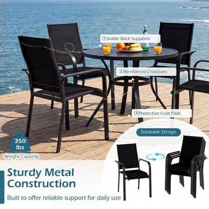 9 Pieces Patio Dining Set for 8 Outdoor Rectangular Table and Stackable Chairs
