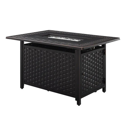 Albany 44" Rectangular Woven Aluminum Convertible Gas Fire Pit Table