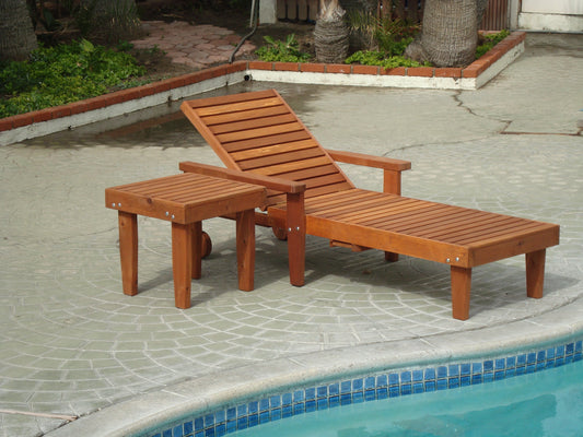 Solid Redwood or Douglas Fir Adjustable Outdoor Chaise Lounge