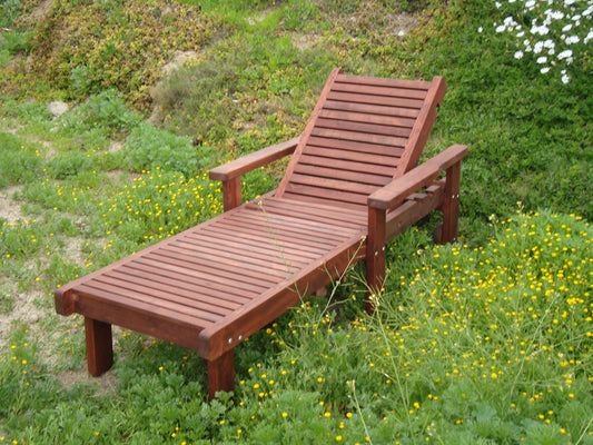 Commercial-Grade Redwood or Douglas Fir Outdoor Sun Chaise Lounge