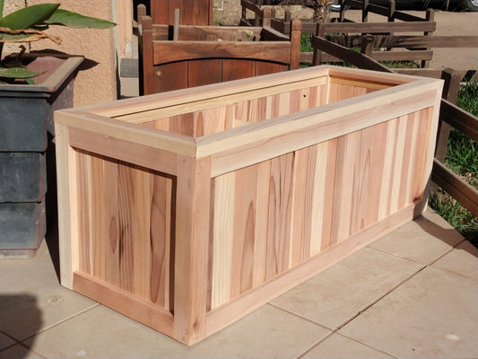 Solid Redwood or Douglas Fir Garden Planter Box with Drainage