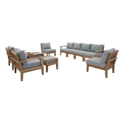 Marina 10-Piece Teak Outdoor Patio Set - Grey Finish by Patio Elegance