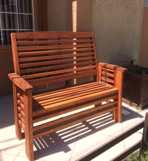 Solid Redwood Outdoor Patio Bench