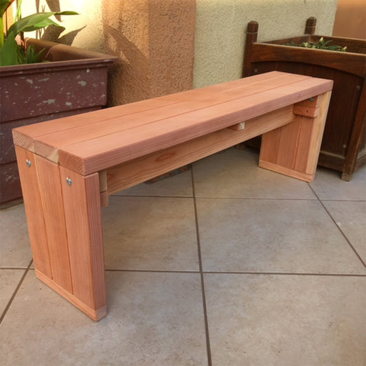 Solid Redwood or Douglas Fir Outdoor Patio Bench