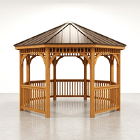 Outdoor Gazebo Built for Year-Round Use, 12ft Octagon, Cedar Wood, Metal Roof, 36in Guard Rails — Studio Shot