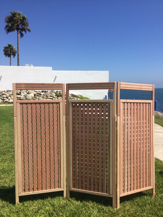 Solid Redwood or Douglas Fir Folding Privacy Screen