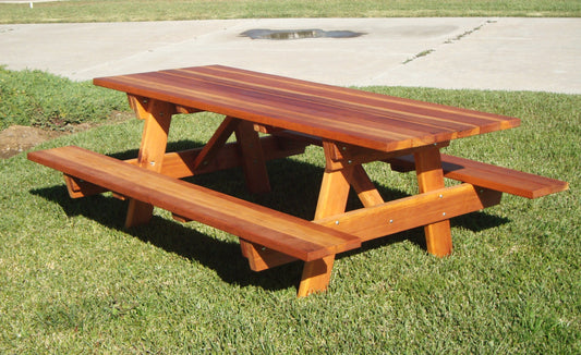 Solid Redwood or Douglas Fir Outdoor Picnic Table
