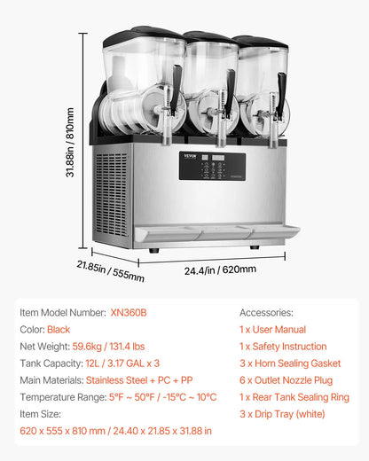 VEVOR SucceBuy Commercial Slushy Machine For Restaurants And Parties