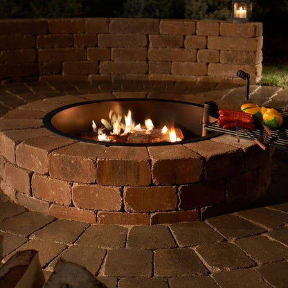 48 Inch Round Concrete Block Fire Pit Kit with Swivel Cooking Grate