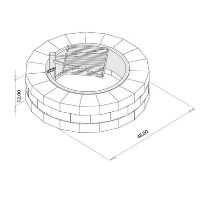 48 Inch Round Concrete Block Fire Pit Kit with Swivel Cooking Grate
