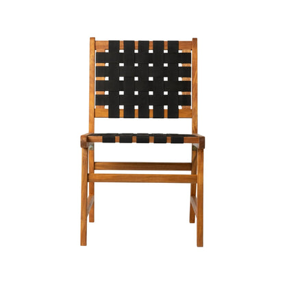 Sava Indoor Outdoor Armless Dining Side Chair in Black Webbing