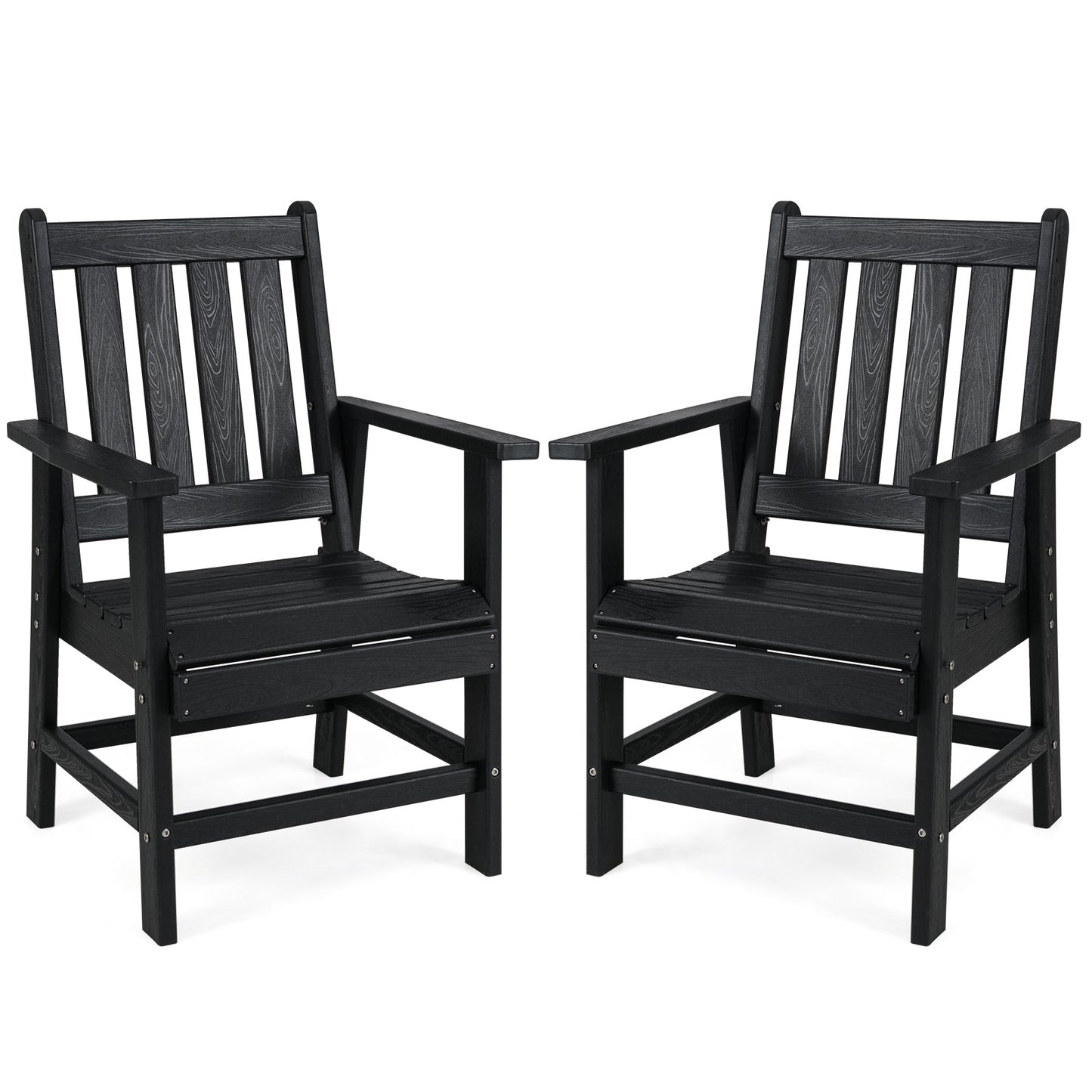Set of 2 Patio Dining Chairs with Wide Armrests